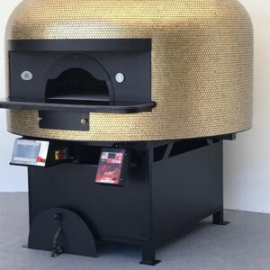 Rotating gas / wood fired pizza oven with under-top gas burner Saetta 100