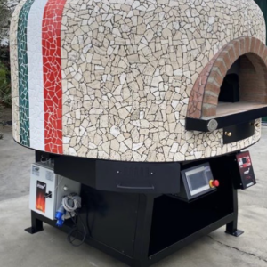 Rotating gas / wood fired pizza oven with under-top gas burner Saetta 120